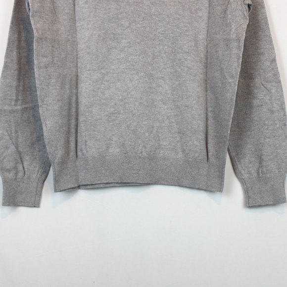 Meraki Light Gray Knitted Pull Over V Neck Long Sleeve Sweater Jumper Large - Picture 4 of 10